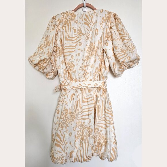 NWT! Sabo Luxe Aura Linen Above Elbow Sleeve Bubble Tulip Mini Dress, S - Picture 3 of 14